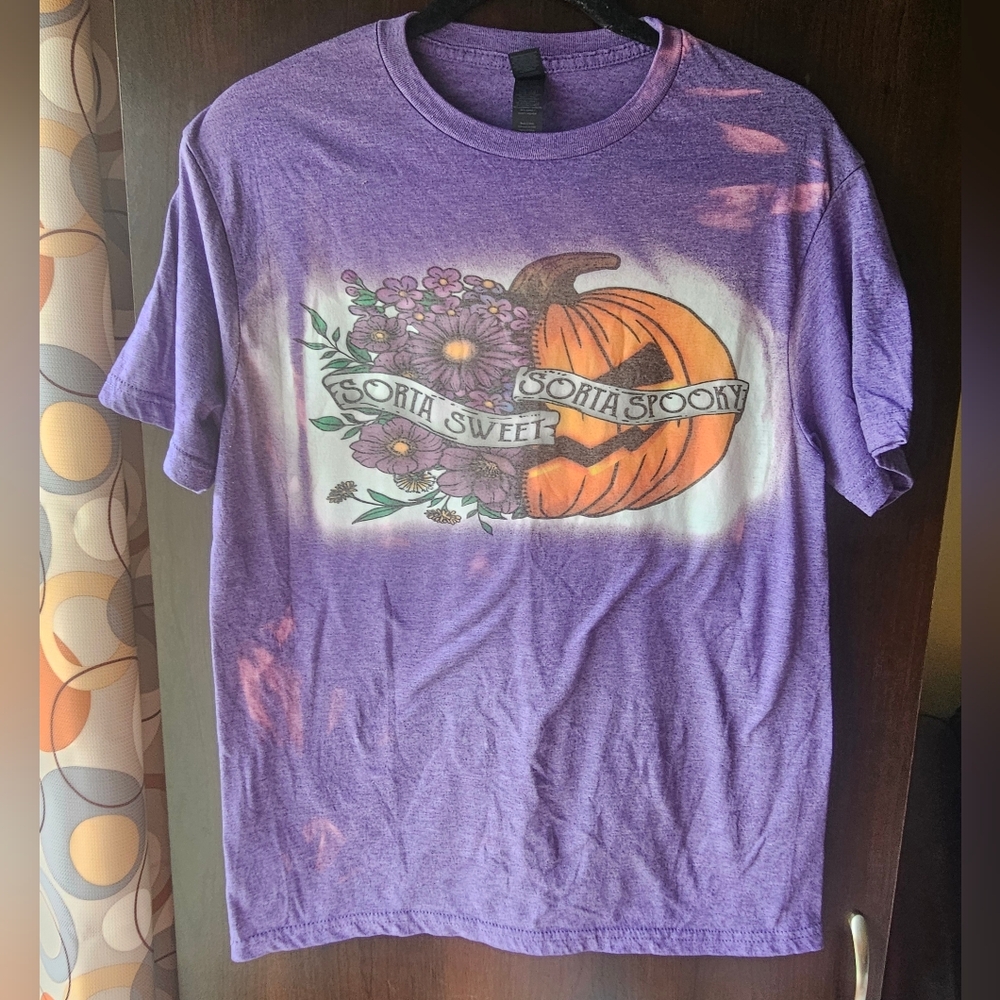 Purple Halloween Bleach Dyed Tee